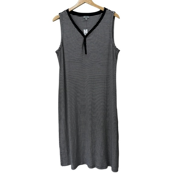 Talbots Stripe Sleeveless Henley Dress, PXL - Picture 4 of 12